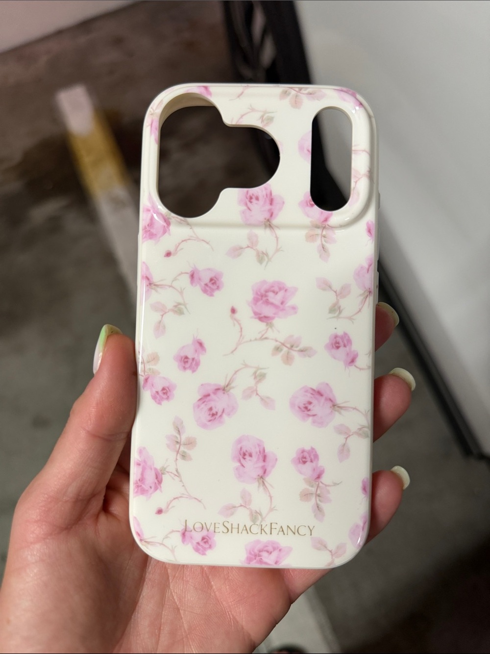 LoveShackFancy White Phone Case with Pink Floral Print